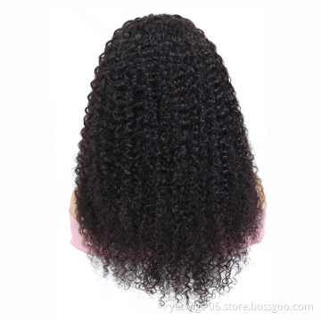 Hot Selling 6~36 inch 150% Density Human Hair wig Lace Front Indian Hair Natural Color Wigs with Kinky Curly Wave